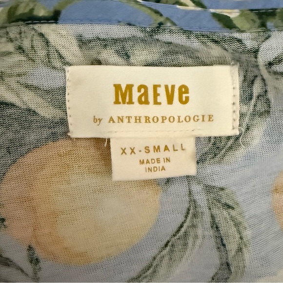 Maeve By Anthropologie Lemon/Floral Babydoll Top - Picture 4 of 5